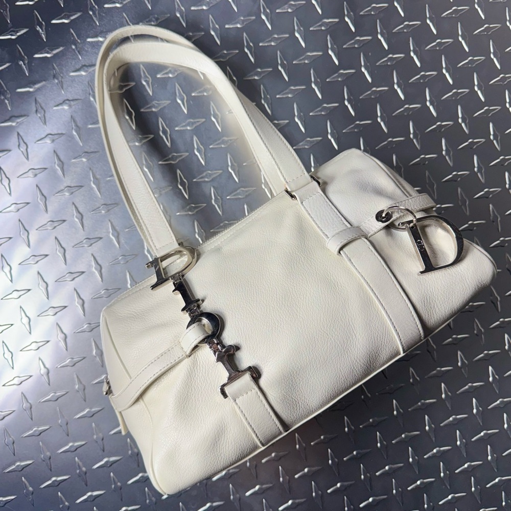Dior Vintage Charm Logo Small Bowler Bag in White - Picture 2 of 11